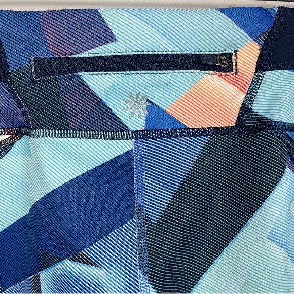 Athleta Electric Geo Sonar Capri Leggings Yoga Gym Back Zip Pocket Mesh Panel XS - Picture 10 of 16